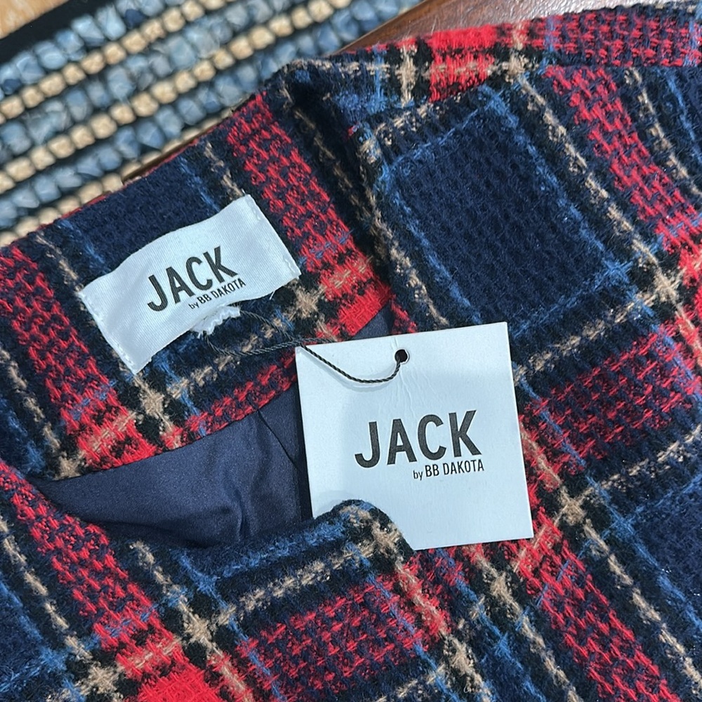 ANTHROPOLOGIE Jack by BB Dakota blue red Plaid Coat size - Picture 3 of 7